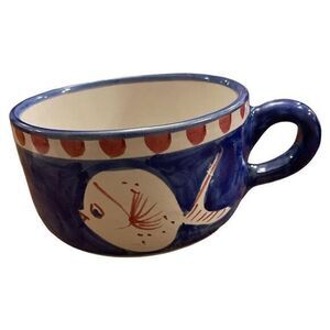 Solimene Vietri Campagna Pesce Blue Fish Mug‎ Cup Made in Italy